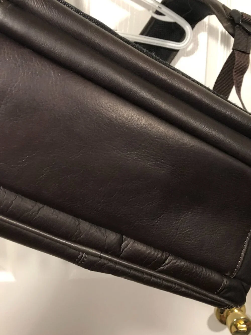 Kenneth Cole Reaction men work backpack light travel in brown leather, Padded